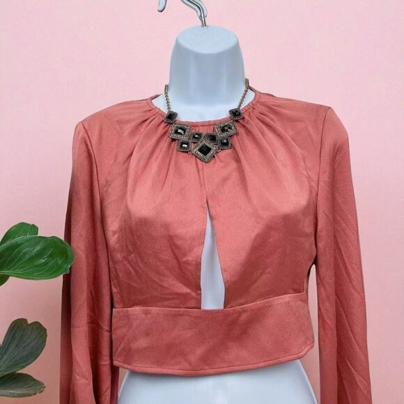 BELLEVUE THE LABEL Tops - NWT BELLEVUE THE LABEL Camellia Satin Cut Out Long Sleeve Blouse Top